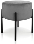 Puff Banqueta Decorativo Industrial Preto Iron Suede - Grafite