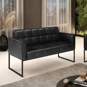 Sofá Namoradeira Elisa Corano Base Metálica Industrial Preto D03 - D'Rossi  - Preto
