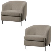 Kit 2 Poltronas Decorativas Sala de Estar Salem Pés Metálicos Bouclê Rústico Castor G92 - Gran Belo