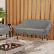 Namoradeira Giovana 02 Lugares Suede Pés Palito de Ferro D01 - D'Rossi
 - Grafite