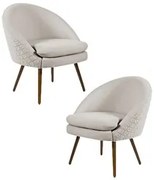 Kit 2 Poltronas Decorativas Pés Palito Rafa C-107 Linho Tressê Bege -