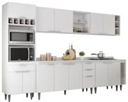 Armário de Cozinha Com Tampo CP07 310cm Pérola Branco Z34     - Mpozen