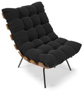 Poltrona Costela Suede Base Metálica Preto M11 - D'Rossi - Preto