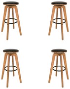 Kit 4 Banquetas Decorativas Hetfield PU Madeira c/Apoio para os Pés Base Giratória G56 - Gran Belo