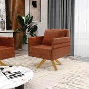 Kit 02 Poltronas Giratória Mari Corano Base de Madeira MA30 D03 - D'Rossi - Nozes