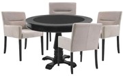Mesa de Jogos Carteado Redonda Victoria Tampo Reversível Preto com 4 Cadeiras Vicenza Nude G36 G15 - Gran Belo