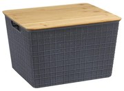 Caixa Organizadora Com Tampa de Bambu (Cinza) - 18L