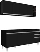 Armário Aéreo Nevada e Balcão para Pia 180cm Dallas Preto - Lumil