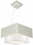 Lustre Pendente Duplo Quadrado Vivare Md-4157 Cúpula em Tecido 40x35cm Rustico Cinza / Branco - Bivolt