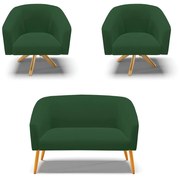 Namoradeira e 2 Poltronas Giratória MA30 Stella Veludo D03 - D'Rossi  - Verde