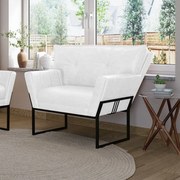 Poltrona Sala de Estar Industrial Pto Anitta Sintético PU D03 - D'Rossi - Branco