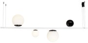 Pendente Organic Horizontal 20X10X140Cm Alumínio E Globo Ø12Cm / Ø20Cm... (BT - Branco Texturizado)