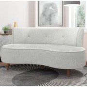 Sofá 2 Lugares para Sala Living 135cm Pés Palito Korah Z08 Linho Cinza