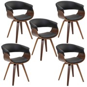 Kit 05 Cadeiras Decorativas para Escritório Recepção Ohana Fixa PU Sintético Preto G56 - Gran Belo