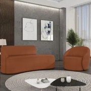 Sofá 3 Lugares 180cm Wendi e Poltrona Steve Boucle Terracota I01  - Mp