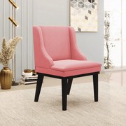 Kit 2 Cadeiras Decorativas Sala de Jantar Base Fixa de Madeira Firenze Suede Rosê/Preto G19 - Gran Belo