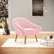 Kit 02 Poltronas Giovana Suede Pés Palito Castanho D03 - D'Rossi - Rosa Bebê