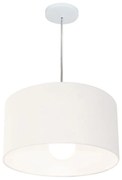 Lustre Pendente Cilíndrico Md-4202 Cúpula em Tecido 40x25cm Branco - Bivolt