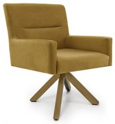Poltrona Angel Veludo Mostarda B-260 Base Giratória Madeira - D'Rossi