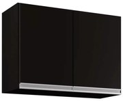 Armário Aéreo de Cozinha Lavanderia 02 Portas Eva 80 cm L06 - D'Rossi - Preto