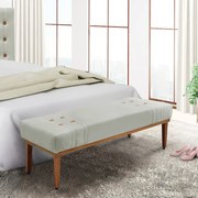 Divã Recamier Banco Base Madeira para Quarto Gênova 160cm Veludo S04 - D'Rossi - Prata