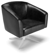 Poltrona Decorativa Giratória Cromada Stella Sintético PU D03 - D'Rossi - Preto