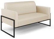 Sofá Namoradeira com 2 Poltronas Base Industrial Alta Preto Marisa Corino - Bege