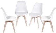 Kit 4 Cadeiras Leda Eames PP Branca Base Madeira - 64663 Sun House