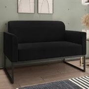 Poltrona Namoradeira 2 Lugares Base Industrial Preta Maressa S07 Suede