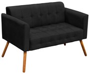 Poltrona Namoradeira Decorativa Pés Palito Karen Suede Preto G19 - Gran Belo