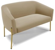 Sofá Namoradeira e Poltrona Pé de Ferro Dourado Stella Suede D03 - D'Rossi - Marrom Rato