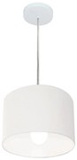 Lustre Pendente Cilíndrico Md-4201 Cúpula em Tecido 25x25cm Branco - Bivolt
