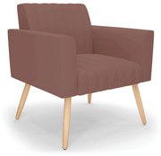 Poltrona Viena Gomada Veludo Pés Palito Natural D03 - D'Rossi - Rose