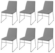 Kit 6 Cadeiras Decorativa Sala de Jantar Anne Linho Cinza G17 - Gran Belo