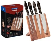 Jogo para Churrasco Tramontina em Aço Inox Cabos em Madeira Polywood Castanho 5 Peças