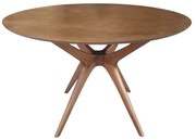 Mesa de Jantar Palito Tampo Redondo Acabamento Laminado Madeira Maciça Design Retrô