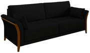 Sofá Decorativo 3 Lugares 222cm Market Veludo Preto G45 - Gran Belo