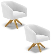 Poltrona Decorativa Giratória MA30 Kit 2 Stella Bouclê D03 - D'Rossi - Off White