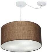 Lustre Pendente Cilíndrico Com Desvio Md-4261 Cúpula em Tecido 50x30cm Café - Bivolt