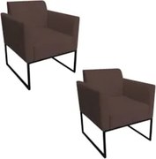 Kit 2 Poltronas Decorativas Base Industrial Preto Maressa S06 Suede Ma