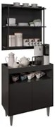 Aparador Cantinho do Café e Painel 3 Prateleiras Flora Z34 Preto - Mpo