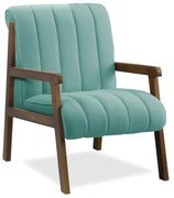 Poltrona Decorativa para Sala Base de Madeira Daline Bouclê E03 - D'Rossi - Azul Turquesa