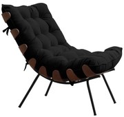 Poltrona Decorativa Sala de Estar Abel Base de Madeira Preto Veludo Preto G41 - Gran Belo