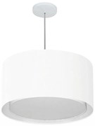 Lustre Pendente Cilíndrico Duplo Md-4293 Cúpula em Tecido 45x30cm Branco - Bivolt