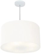 Lustre Pendente Cilíndrico Md-4257 Cúpula em Tecido 45x30cm Branco - Bivolt