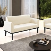 Poltrona Namoradeira Decorativa Isabella Pés Fixo em Madeira Preto Veludo Bege G19 - Gran Belo