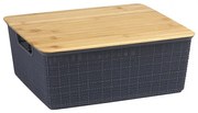 Caixa Organizadora Com Tampa de Bambu (Cinza) - 12L