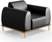 Poltrona Decorativa Base Gold Molino D06 PU B-159 Preto - Mpozenato