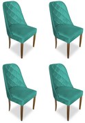 kit com 4 Cadeiras de Jantar Dublin Suede Azul Tiffany