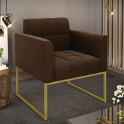Poltrona Elisa Suede Base Metálica Industrial Dourado D03 - D'Rossi - Marrom